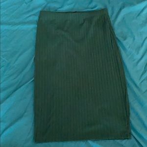 Green rib pencil skirt
